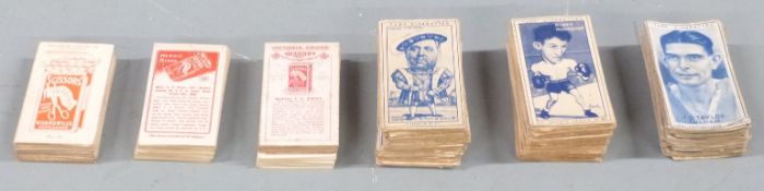 Wills's 'scissors' cigarette card sets heroic deeds and actresses (orange surround) and part sets