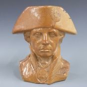 19thC Doulton & Watts Lambeth Pottery, London salt glazed character jug of Admiral Lord Nelson,