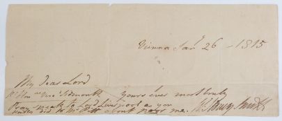 Admiral Sir Sidney Smith 1764-1840: Autograph / signature W Sidney Smith, and the closing line