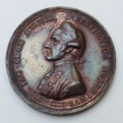 Captain Cook Commemorative bronze medal coin 1784 (500 issued by The Royal Society) obv. uniformed