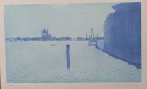 Patric Procktor signed limited edition (21/35) print of Venice, 32 x 54cm
