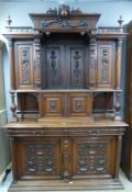A large carved mahogany dresser, W170 x D60 x H250cm