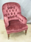 A 19th/20thC button back upholstered nursing chair