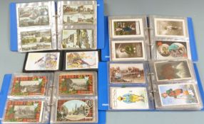 Five albums of Edwardian and later postcards including tennis related (almost one album) Scottish