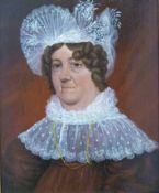Regency oil on panel portrait of Mrs Elizabeth de Lasaux, wife of Thomas de Lasaux (prominent figure