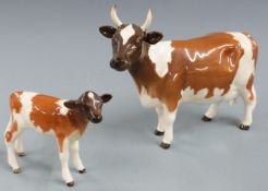 Beswick Ayrshire cow and calf