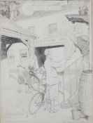 Frank Patterson (English 1871-1952): Pen and ink cover drawing for 'Cycling' magazine, 'The