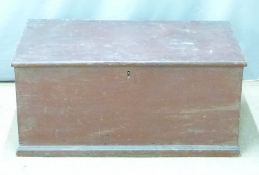 A 19thC/20thC stained pine twin handled trunk, W 94 x D 52 x H 44cm