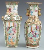 Two 19thC Chinese famille rose vases decorated with court scenes, H26cm