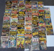 Sixty Atlas comics including Two Gun Western, The Outlaw Kid, Police Action, Phoenix, Battle Action,