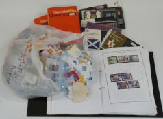 GB QEII stamp album 1985-2005 GB definitive presentation packs, loose GB and Commonwealth stamps and