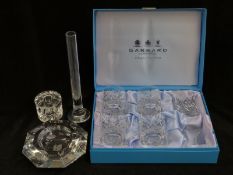 Five cut glass whisky tumblers in Garrard presentation box together with a signed and engraved