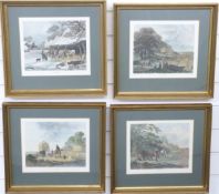 Four 19thC coloured engravings Spring, Summer, Autumn and Winter after J. Dearman, each 24 x 28cm