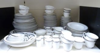 Royal Doulton Sarabande dinner and tea ware to include dinner plates, serving bowls, napkin rings,