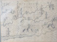 Michael Drayton (1563-1631, English), 17thC antiquarian map of Herefordshire / the west country,