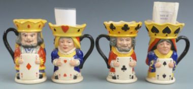 Four Royal Doulton limited edition Toby jugs, King and Queen of Spades, Hearts, Clubs and Diamonds