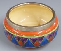 Newport Pottery Clarice Cliff style pedestal bowl with plated mount Newport Pottery and Bizarre to