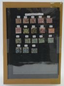 Stockcard of 18 GB Queen Victoria telegraph stamps includes plate number and watermark varieties 1/