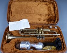 Lafleur brass trumpet stamped 'imported by Boosey & Hawkes London' complete with spare Vincent