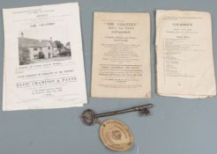 Key and auction catalogue for 'The Chantry', Bisley, near Stroud, 1950 by Davis, Champion and Payne,