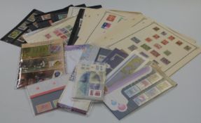 Japan, Indonesia and Thailand stamps on loose album pages and Hong Kong stamp packs 1995 and 97,