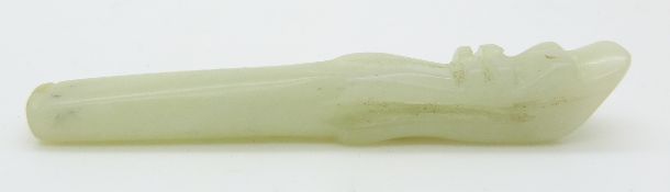 A 19thC Chinese jade pipe/ cigarette holder, 7.8cm long