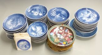 Large collection of Copenhagen, Bing and Grondahl Christmas / commemorative plates, 1965-1977,