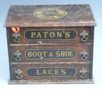 Shopfitting/ haberdashery advertising chest of three drawers with Dales' Gold Medal Dubbin and