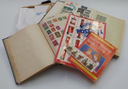 Two trays and a box containing a large quantity of stamps in albums, stockbooks, on cards, folders