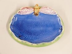 Royal Doulton soap dish decorated with a dragonfly for Wrights Coal Tar Soap, 15 x 12cm