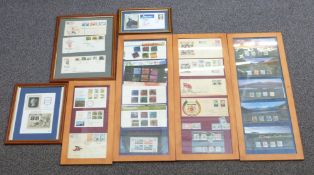 Seven various frames of stamps comprising Rhodesia first day covers, GB presentation packs etc