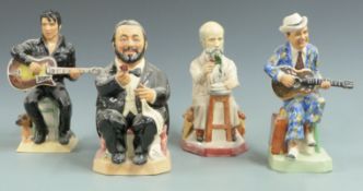 Four Kevin Francis limited edition character jugs comprising Elvis Presley, Pavarotti, George