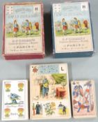 Five packs of continental and similar playing cards including one fortune telling or similar pack,
