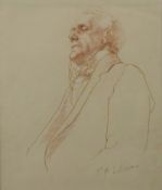 Olga Lehmann (1912-2001): Pencil and pastel of gentleman with monocle, 29cm x 24cm