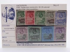 Ascension 1922 Definitive series, 1/2d - 3s, mint SG 1-9