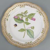 Royal Copenhagen Flora Danica pierced cabinet plate 'Aliopa Belladonna', painted at the