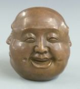 Japanese bronze bust of Buddha with four faces, with mark to base, H8cm