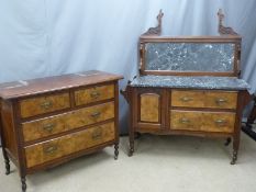 Marble topped washstand and matching chest, largest W123 x H130cm