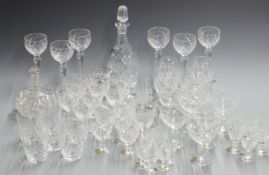 A suite of Royal Brierley cut glass drinking glasses including hock, brandy, sherry, whisky etc