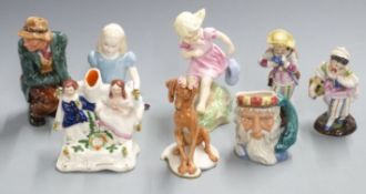 Collection of ceramics including Royal Doulton 'Poacher' and 'Alice', Royal Worcester 'March',