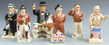Six Kevin Francis limited edition character jugs including Churchill, Montgomery, Patton, Eisenhower