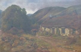 John Davidson, 19thC Scottish oil on canvas 'At the End of the Glen, Old Cottage Glenlyon', signed