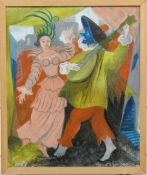 Olga Lehmann (1912-2001) acrylic on board 'Two Dancers', signed and dated 1997, 33 x 26cm, framed