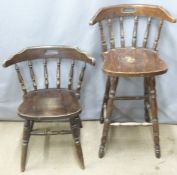 A wooden stool and chair