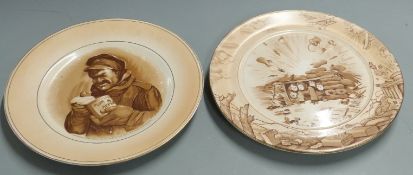 Two Bruce Bairnsfather for Grimwades humorous WWI plates, diameter 25cm