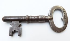 Victorian key 'Female Cells No1' from Penryn Police Station, Cornwall, length 10.5cm. The vendor