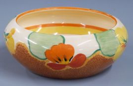 Clarice Cliff Newport pottery Nasturtium pattern bizarre jardiniere, H 8, Diam 20cm