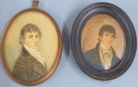 19thC portrait miniature on ivory of a gentleman, indistinctly inscribed verso possibly Andrew