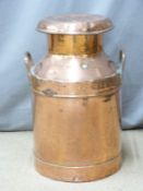 Copper milk churn with United Dairies Wholesale Limited in relief, H58cm