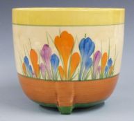 Clarice Cliff Newport Pottery Bizarre jardiniere in Crocus pattern, H17 diameter 19cm